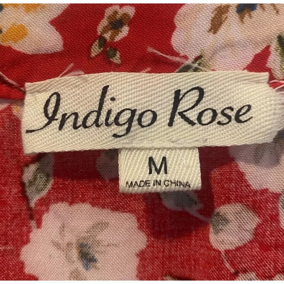 Indigo Rose Red Floral Dress Womens Size Medium (517) - Picture 3 of 4